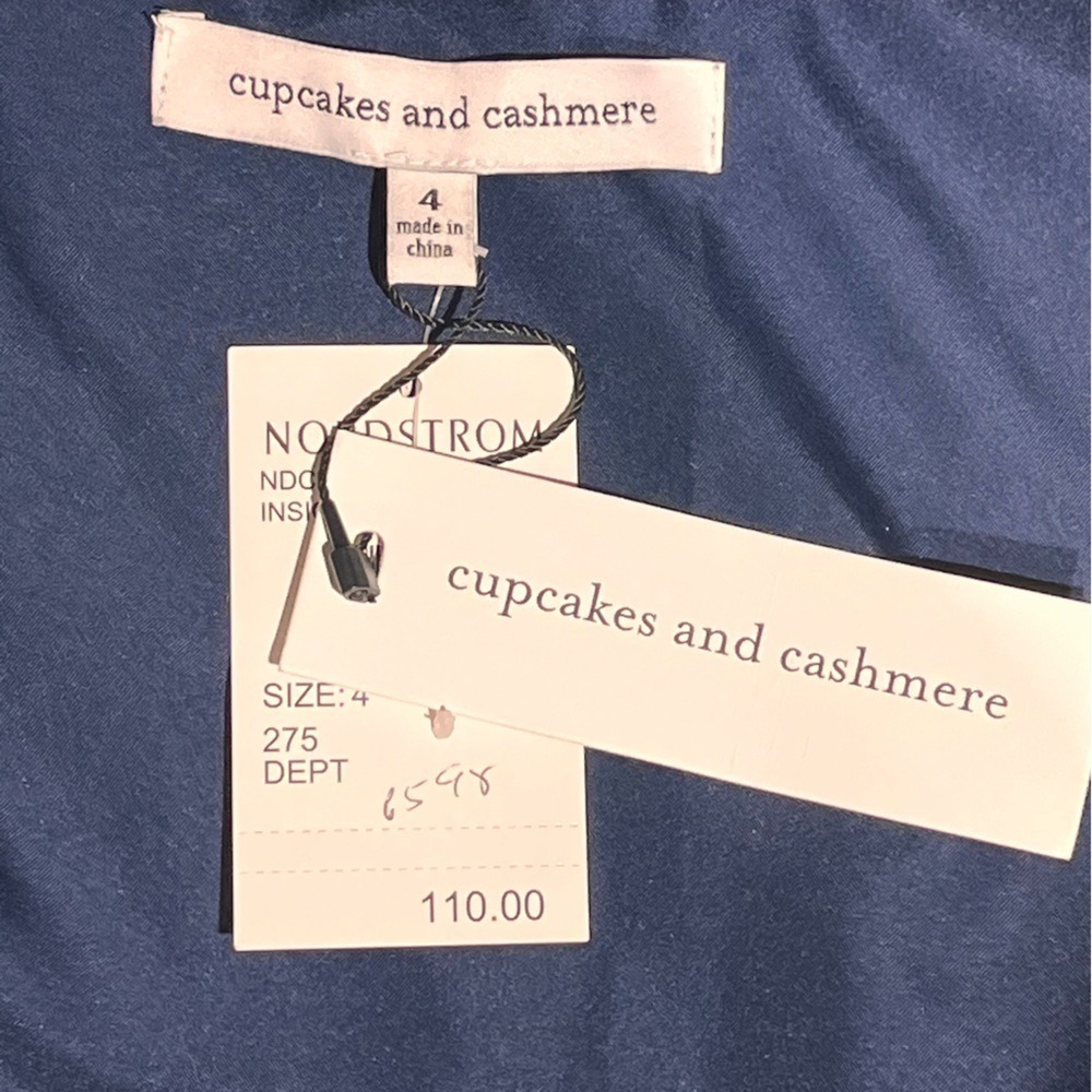 NWT Cupcakes and Cashmere Sundra Cold Shoulder Dress Women's Size 4 Blue Mini - Picture 9 of 11
